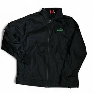 Puma Men's Black Windbreaker with Green Logo